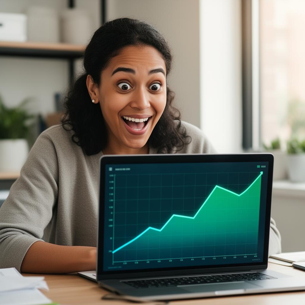 Empreendedora visualizando o gráfico de crescimento pós-auditoria