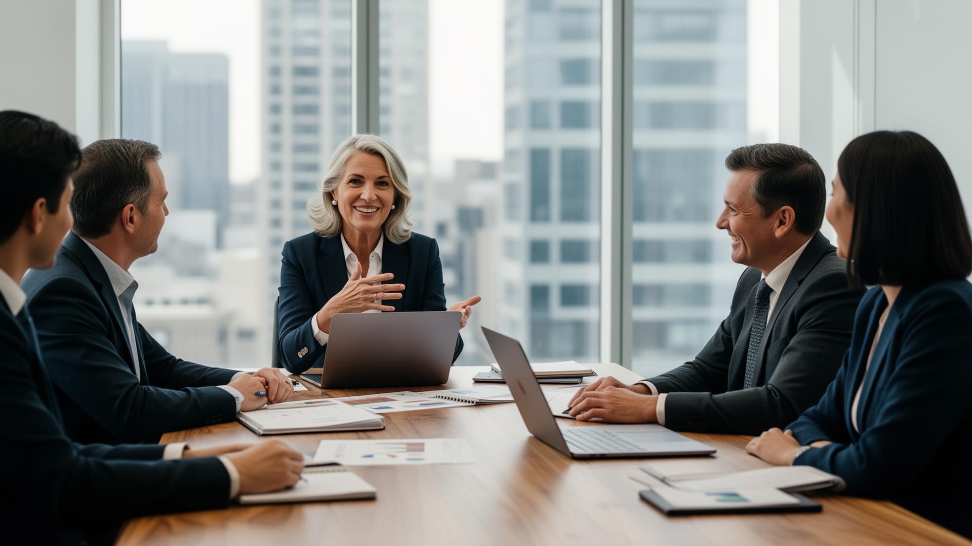 Consultora apresentando estratégia para clientes