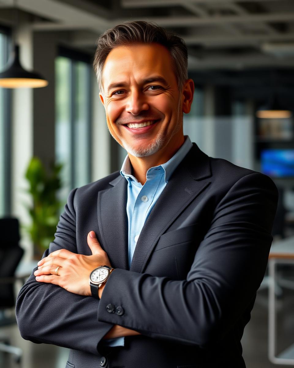 Empresário confiante em escritório moderno