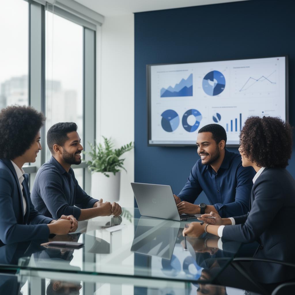 Equipe comercial em colaboração