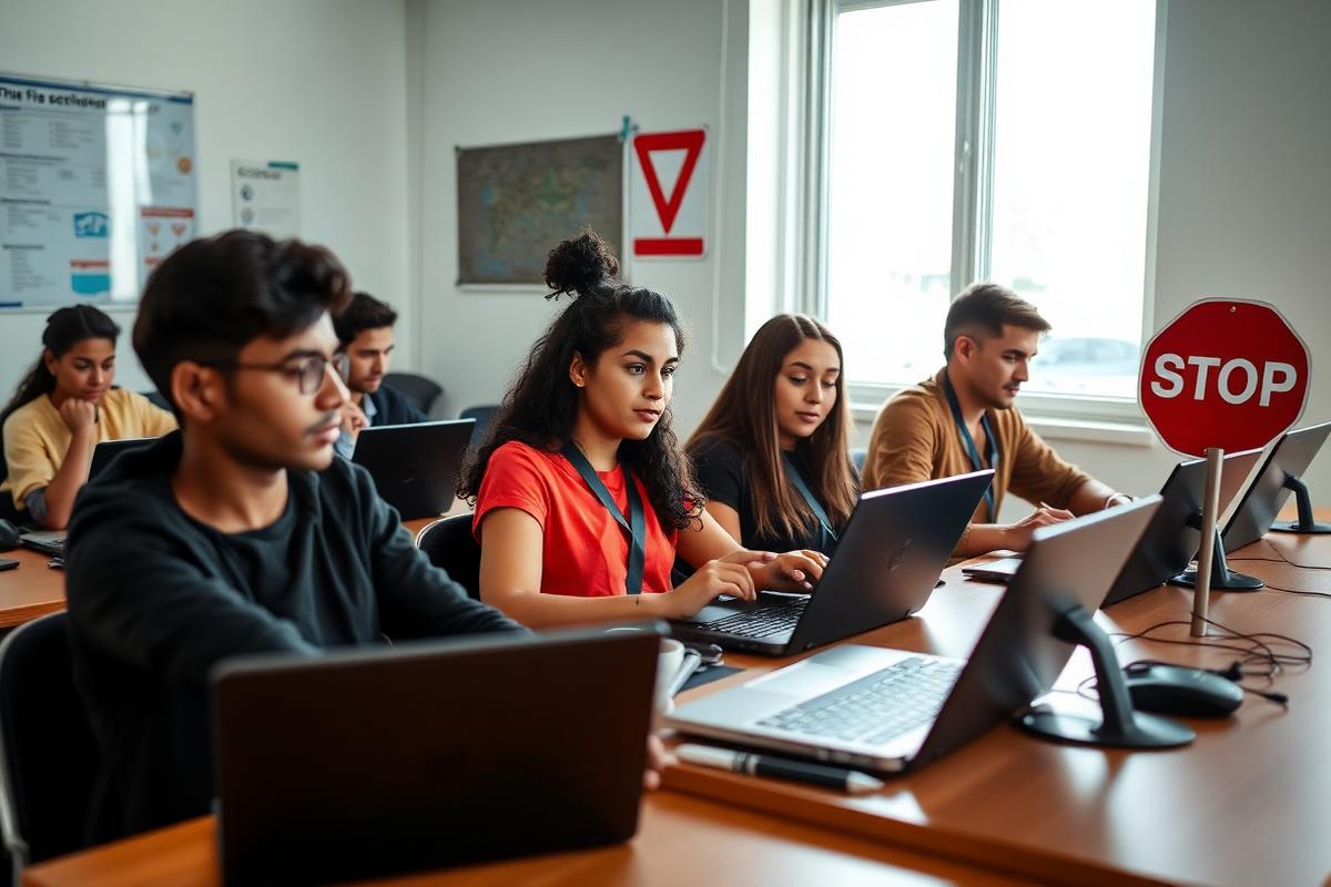 Alunos estudando para a prova teórica do Detran