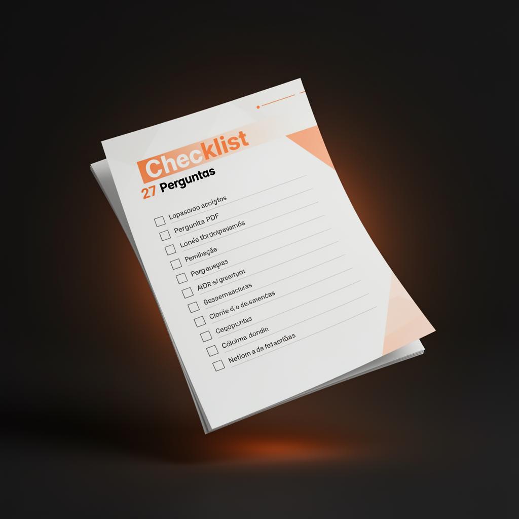Mockup do checklist em PDF com 27 perguntas