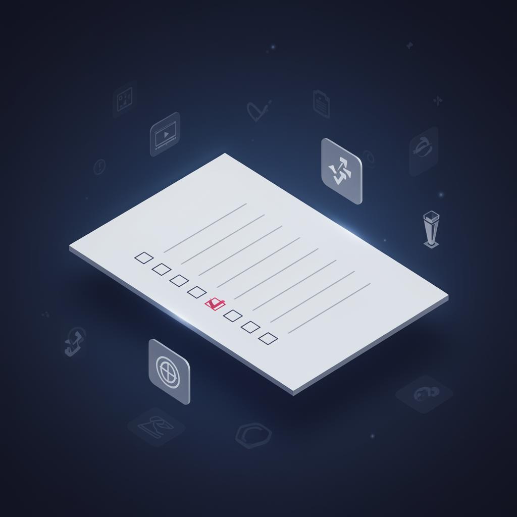 Mockup isométrico de checklist com itens marcados