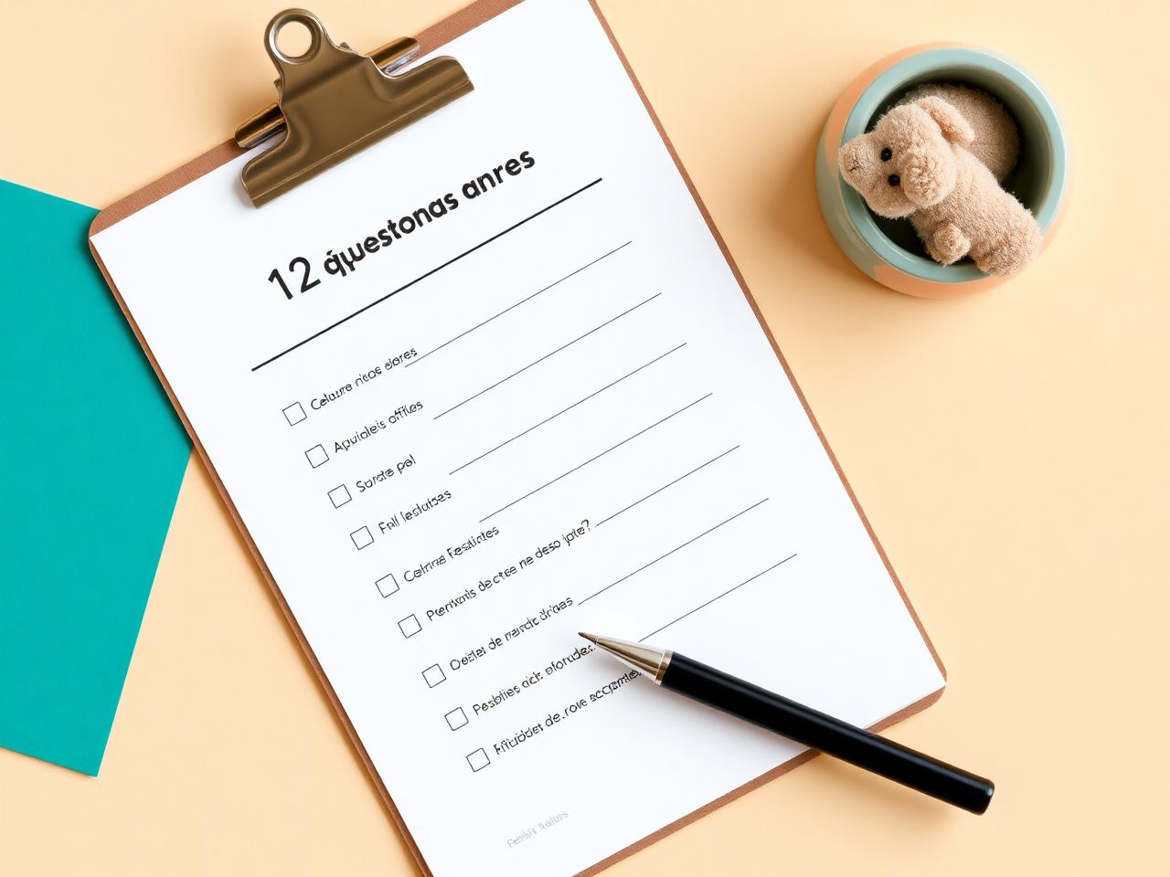 Checklist impresso sobre revisão de plano pet