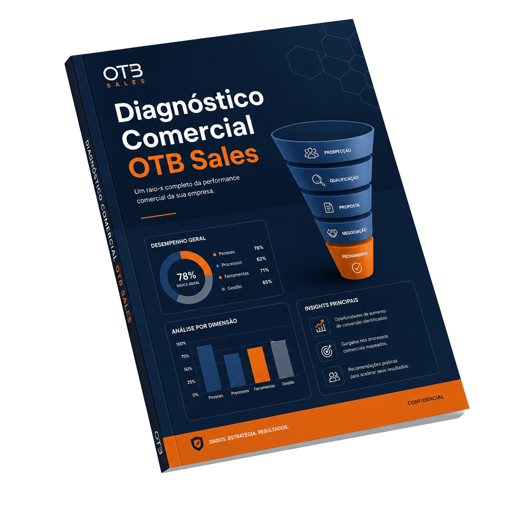 Mockup do relatório de diagnóstico comercial OTB Sales em PDF