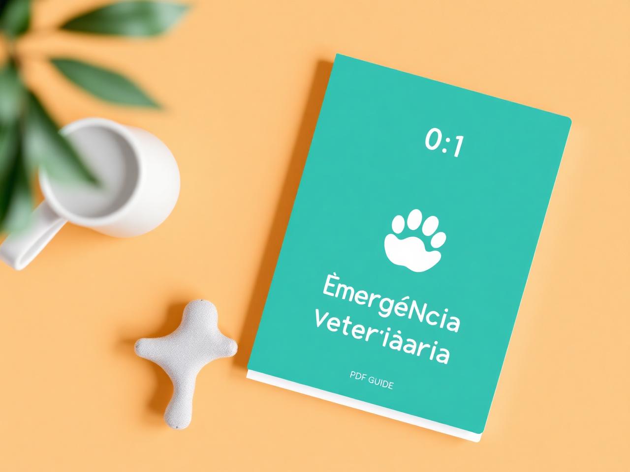 Mockup de guia em PDF sobre sinais de emergência veterinária
