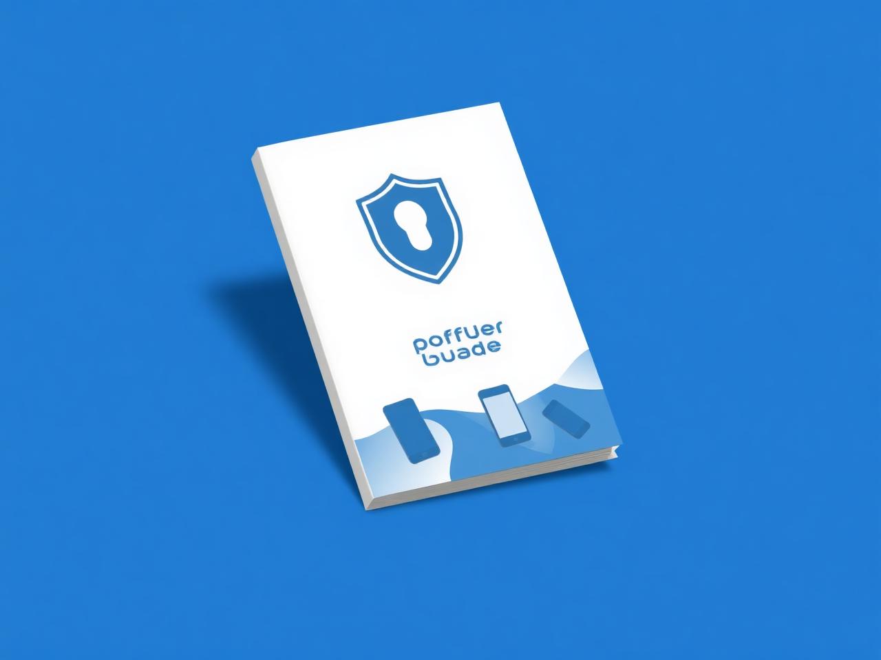 Mockup isométrico de guia em PDF de configuração segura para Android e iOS