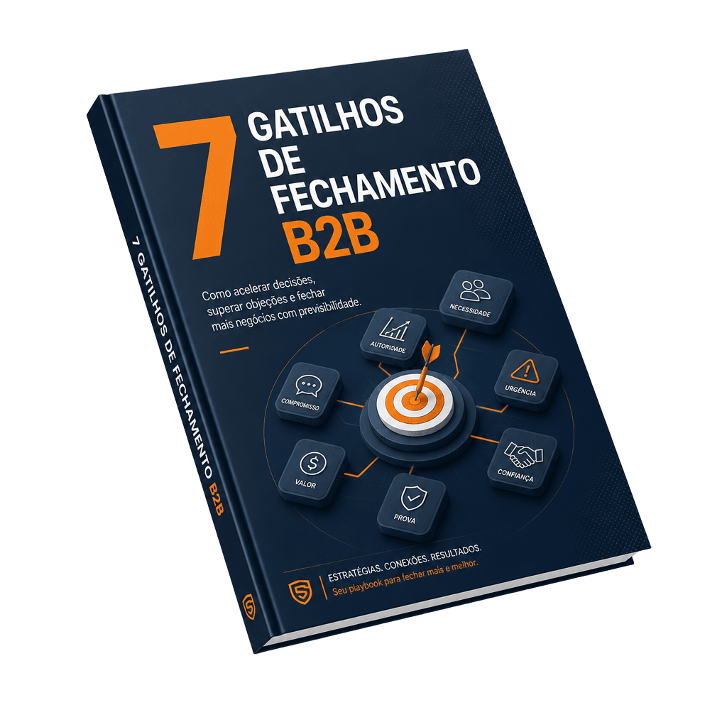 Mockup do playbook 7 gatilhos de fechamento B2B em PDF