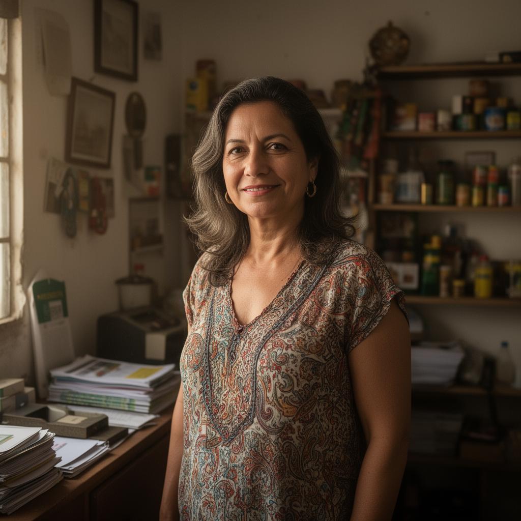 Retrato editorial representando dona de pme tradicional